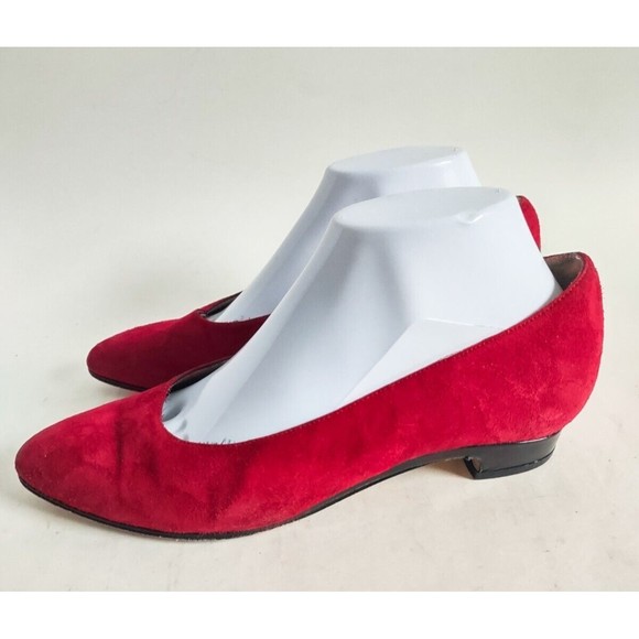 Vintage Sesto Meucci Of Florence Red Suede Flats Women's size 8 B Made in Italy - Picture 2 of 9
